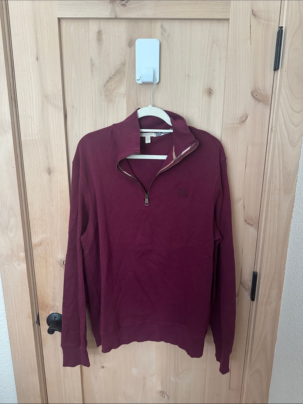 Burberry Men's Zip-Up Sweater in Burgundy